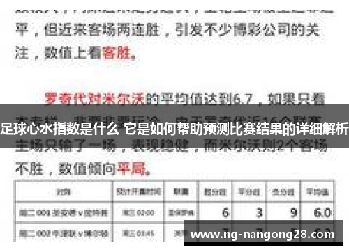 足球心水指数是什么 它是如何帮助预测比赛结果的详细解析